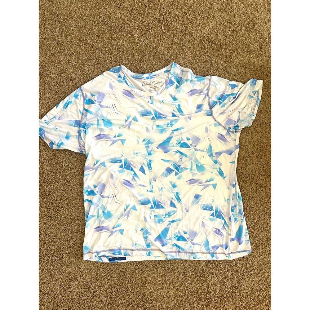 Robert Graham Men’s 3XL Big & Tall Blue/White Graphic Print Performance T-Shirt